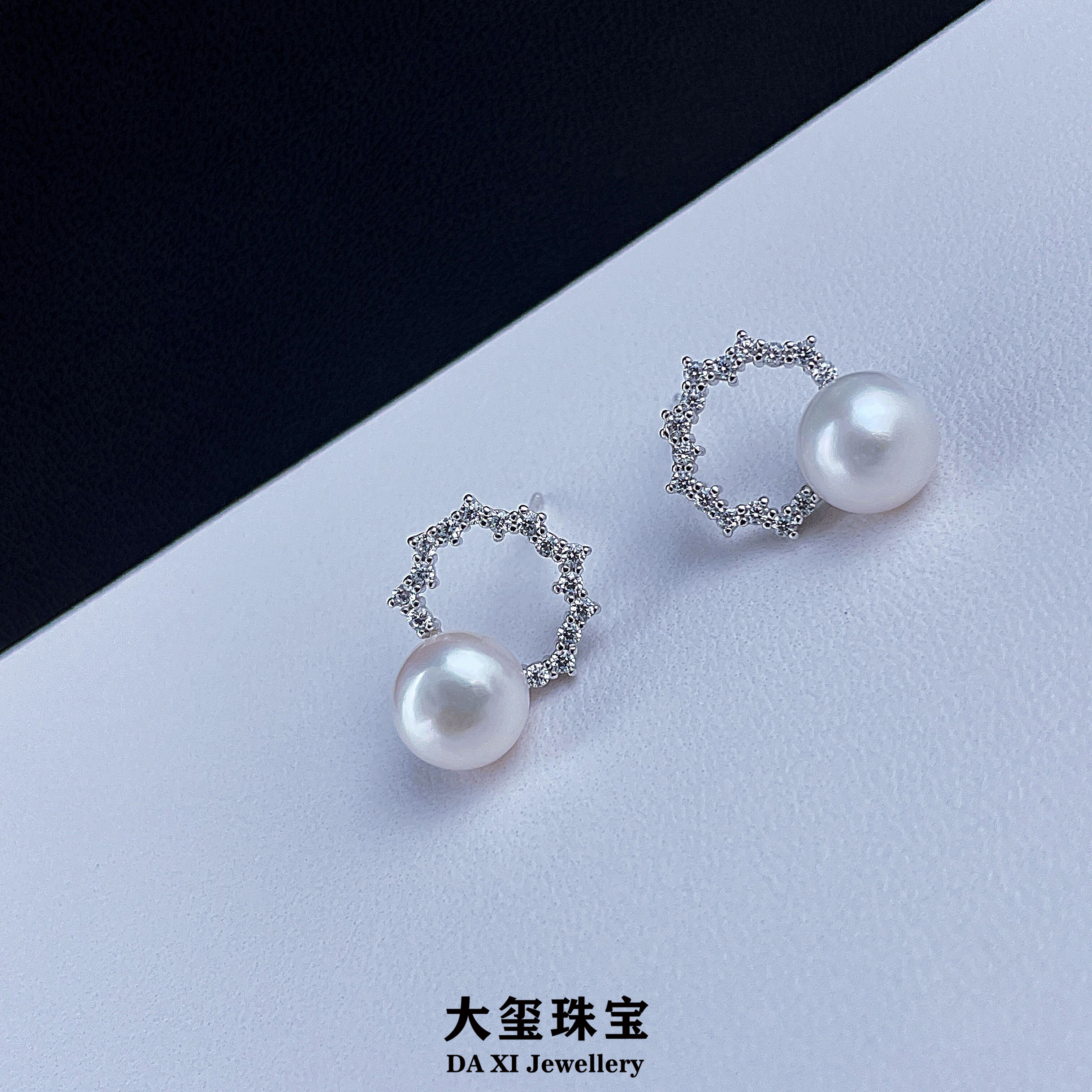 淡水无核珍珠S925银（M家款）耳饰7-8mm(非基地发货不带证书） FE054