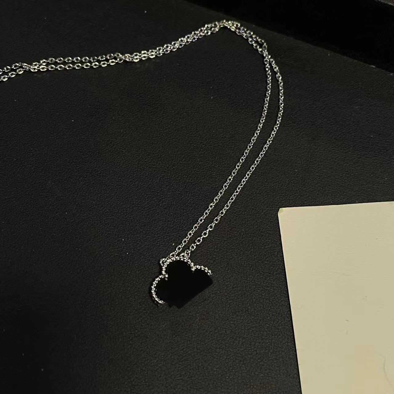 钛钢项链 黑色花花简约饰品-51338