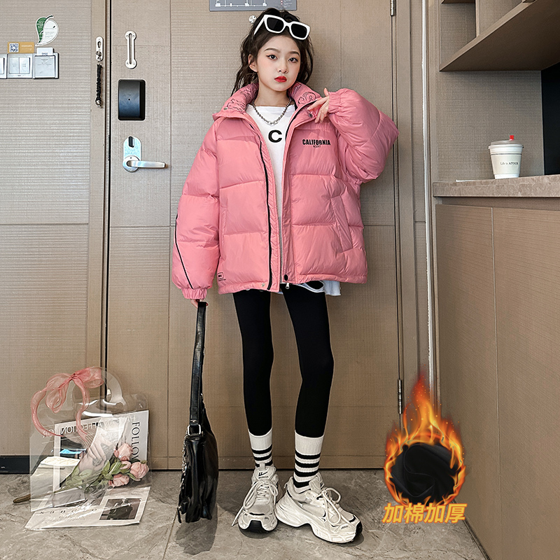 女童冬装棉服加厚保暖女孩中大童洋气韩版百搭棉袄上衣外套冬季潮