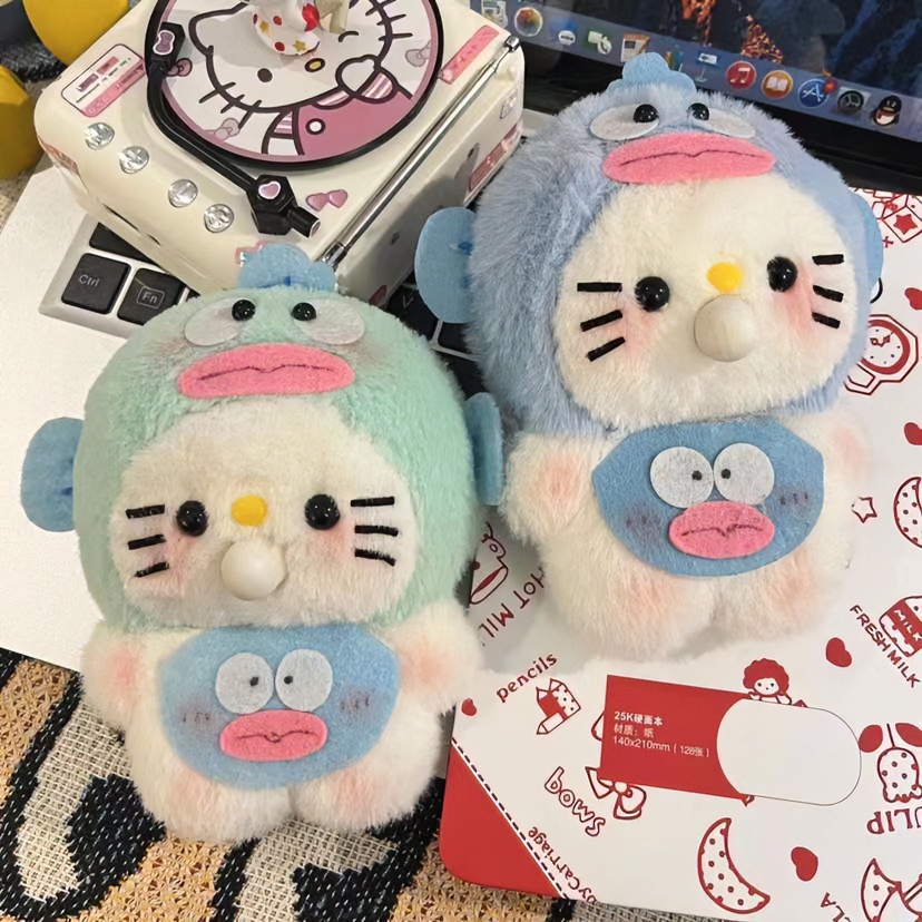 【可录音DIY】吐泡泡玩偶KT猫手工材料包钥匙扣毛绒玩具公仔呆萌