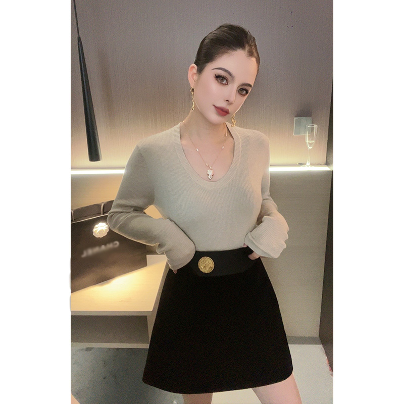 金扣丝绒半身裙Q26766