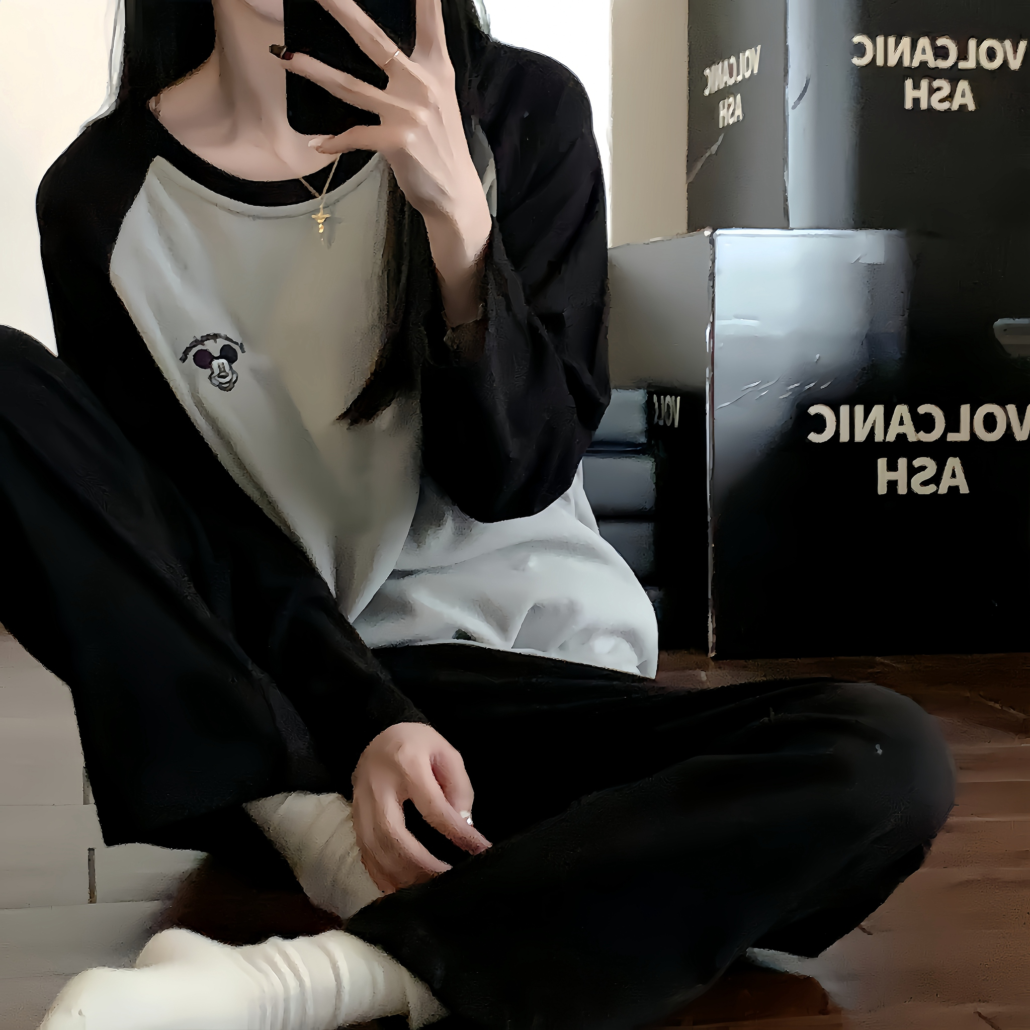 【粉丝专享】米奇睡衣女秋冬德绒可爱学生长袖史努比家居服外穿宽松