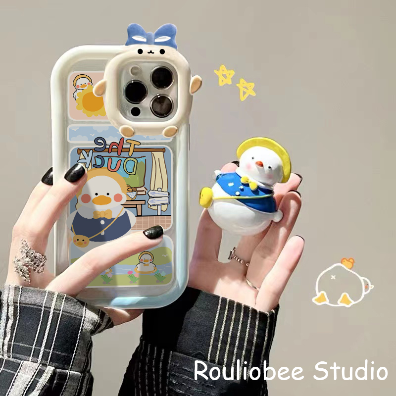 可爱校服鸭子适用iphone13手机壳苹果14/12promax防摔11女xs支架
