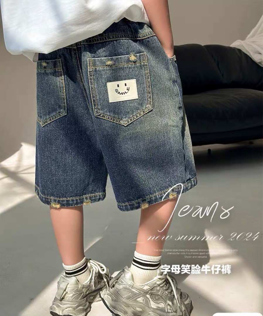 童装男童牛仔裤夏季2024新款宽松儿童短裤中大童薄款男孩五分裤子