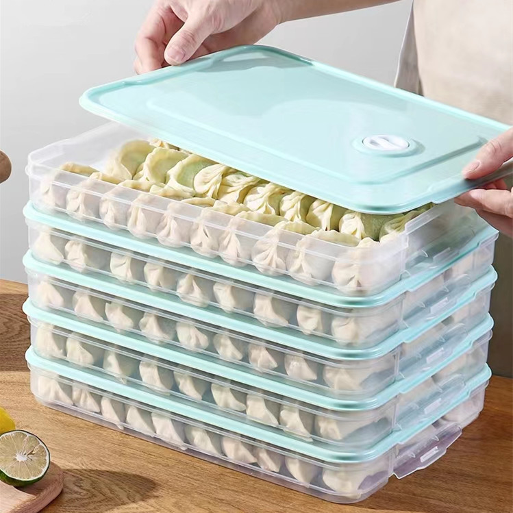 三层一盖饺子盒冰箱厨房收纳家用pp速冻水饺盒馄饨专用多层保鲜盒