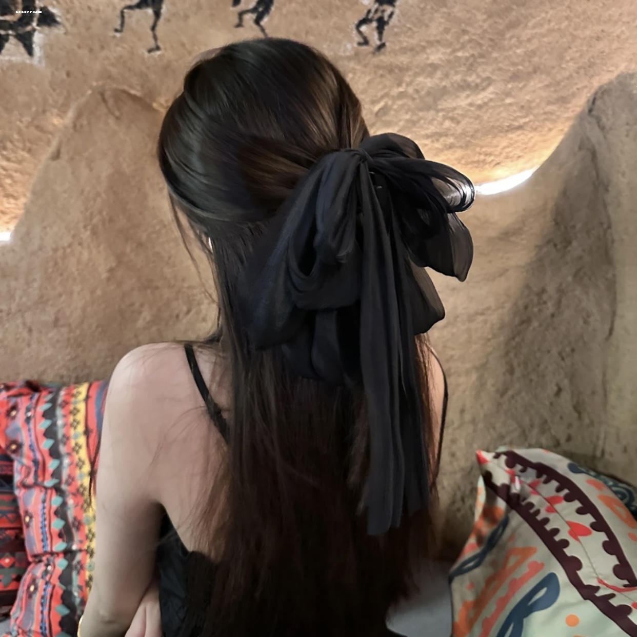 娟纱蝴蝶结飘带抓夹甜妹显白气质盘发设计精致头饰时尚后脑勺少女