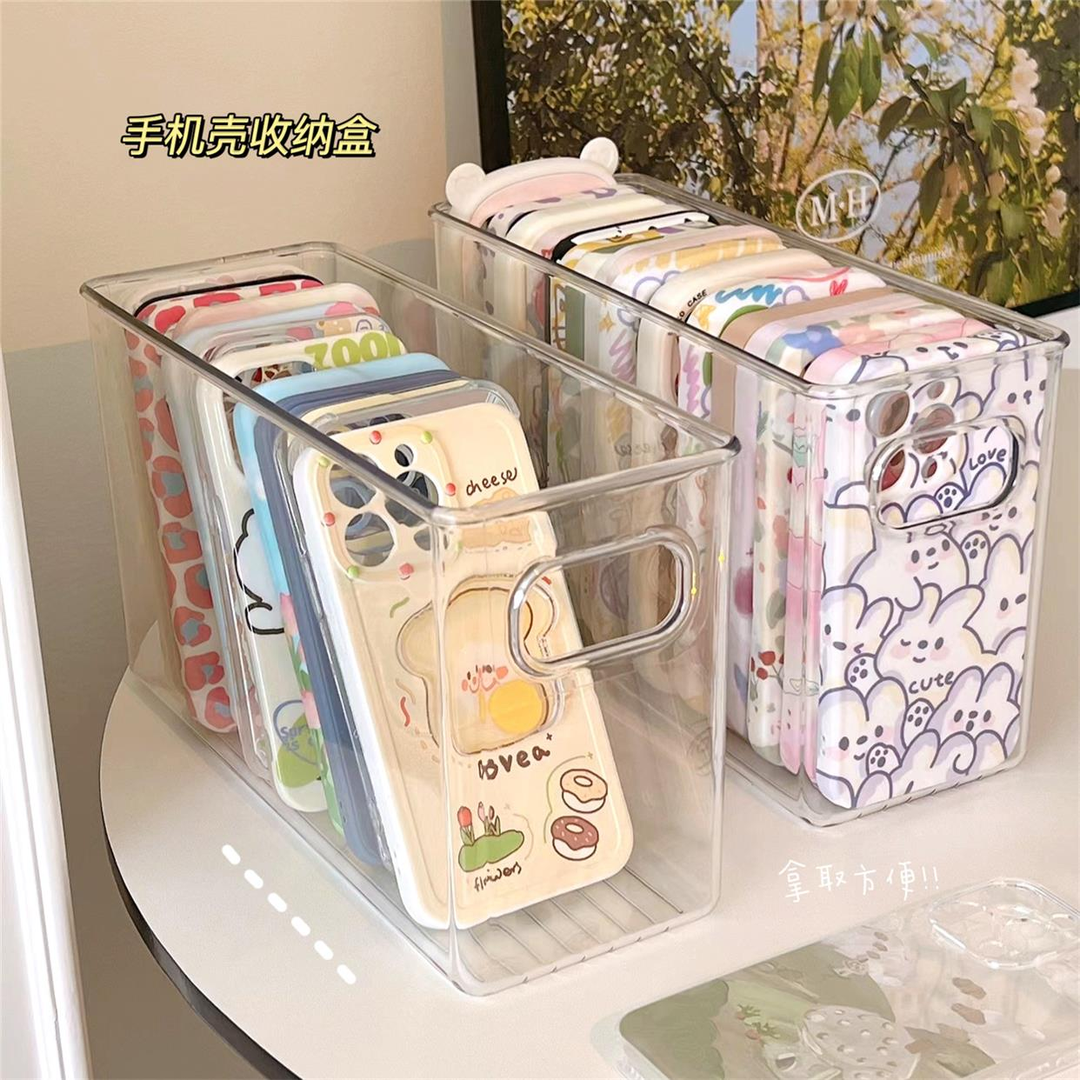 手机壳收纳盒透明桌面宿舍工位神器亚克力化妆品口红小置物架盒子
