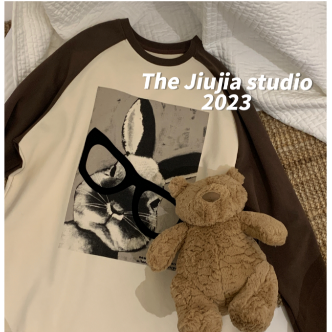 【JIUJIA】【插肩袖】卡通新款休闲韩版百搭显瘦气质长袖JJC1