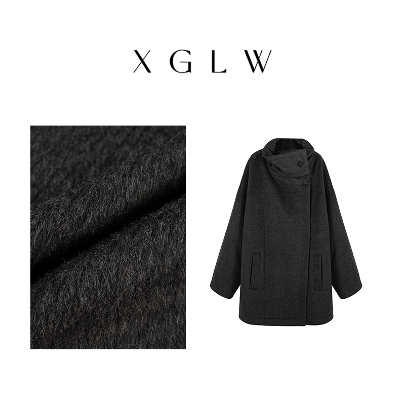 【高丽娃推荐】美丽诺言~胖MM大码秋冬时尚保暖宽松灰色外套P4J0021