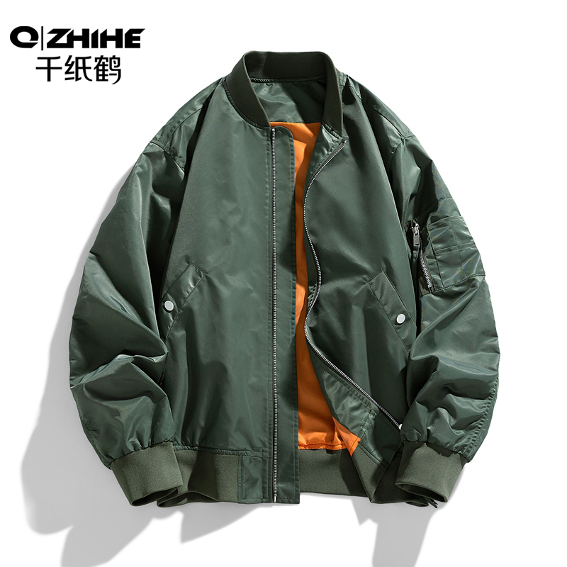 千纸鹤春秋季工装夹克男款飞行服潮牌宽松棒球服机车痞帅秋装外套