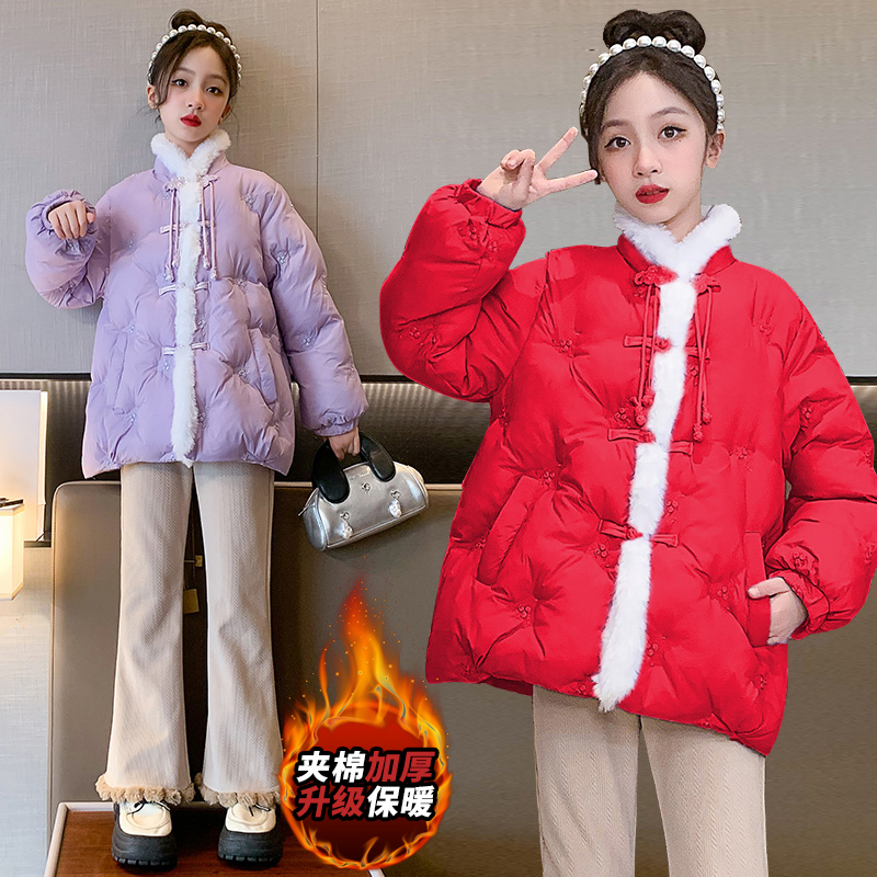 女童棉服冬装外套洋气儿童冬季加棉棉袄中大童保暖加厚夹棉棉衣潮