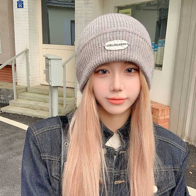 帽子女秋冬季骑车百搭针织毛线针织帽保暖帽显脸小2023新款月子帽
