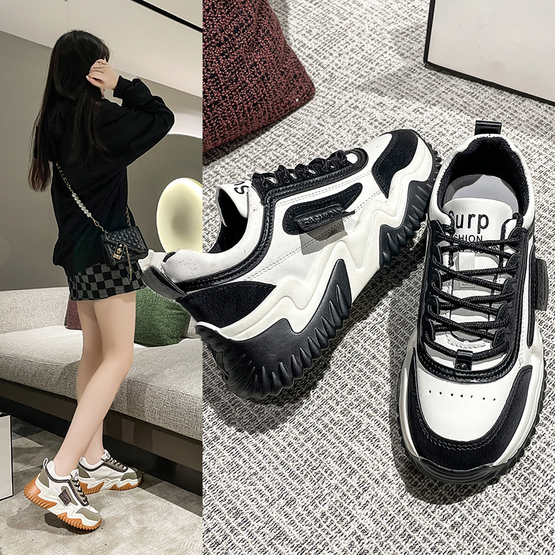 回力潮韩版运动鞋女2023年秋冬新款厚底增高透气老爹鞋百搭女鞋
